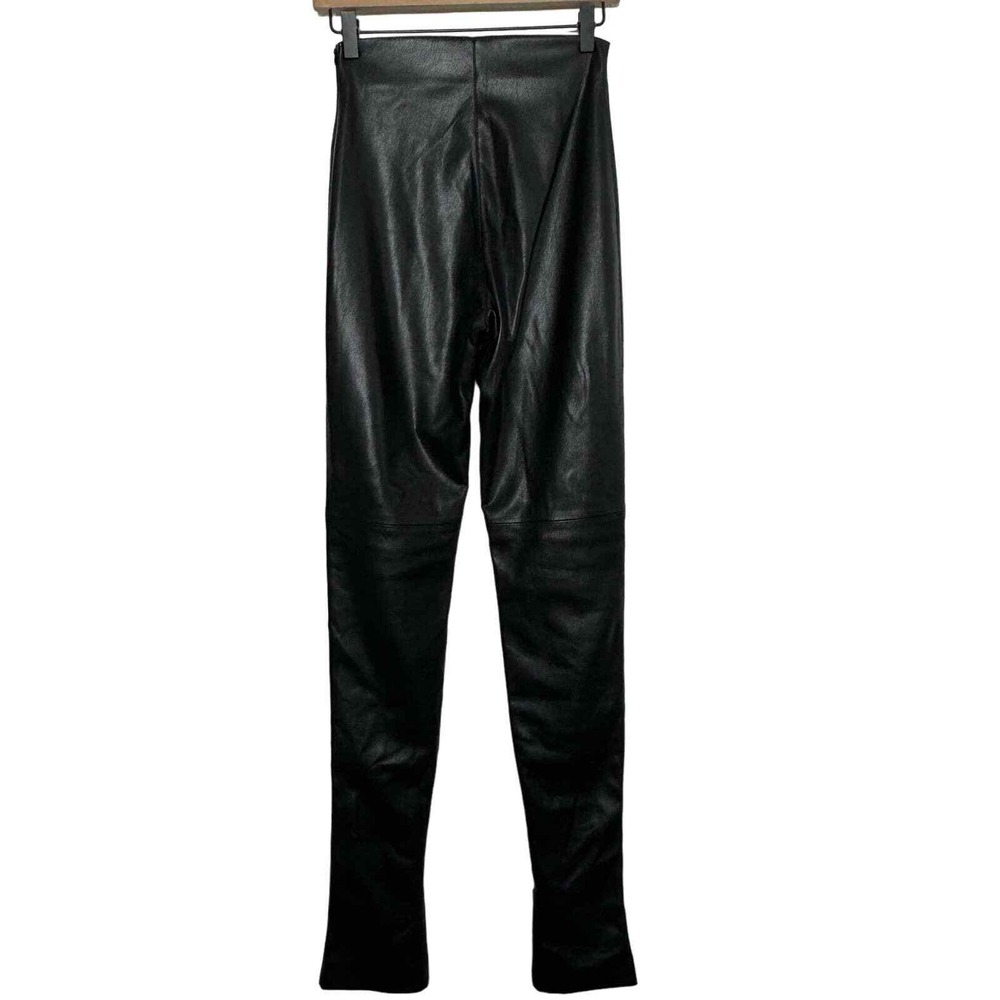 The Andamane Faux Black Leather Leggings IT 40 US S High Waist Ankle Slit Sleek